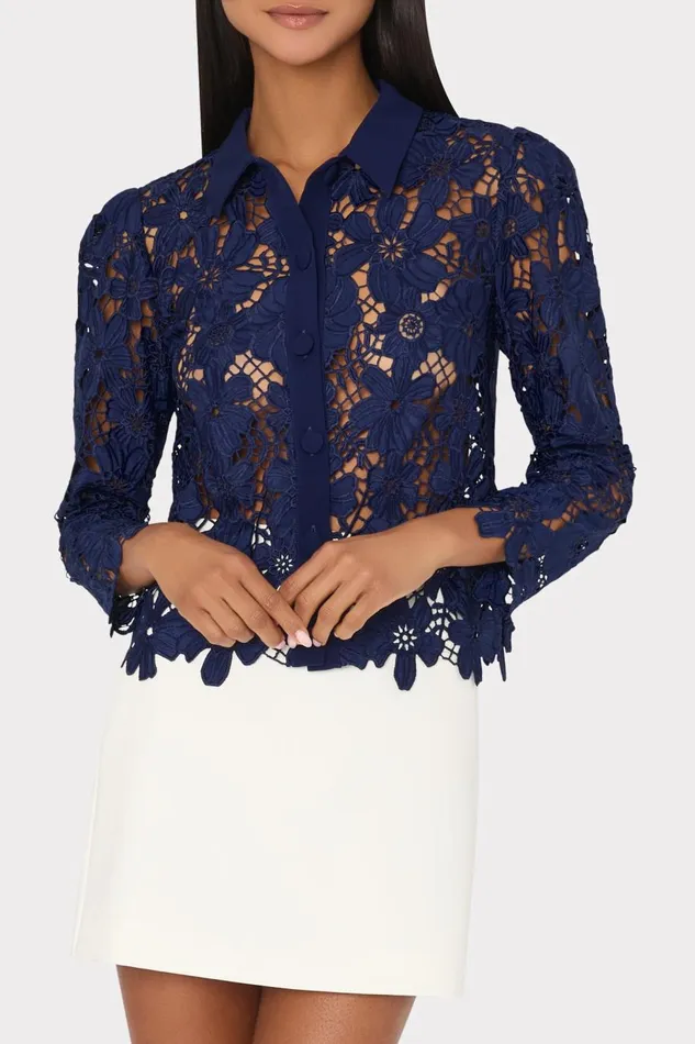 Women Tops Milly June Roja Lace Top Navy Women Tops Milly June Roja Lace Top Navy