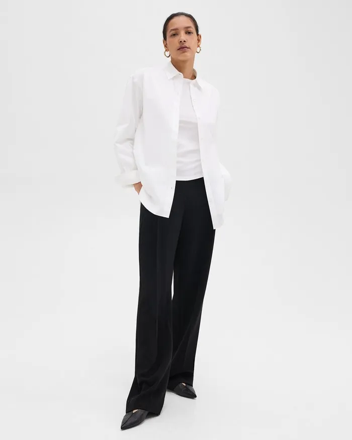 Women Tops Theory Boyfriend Shirt In Good Cotton White