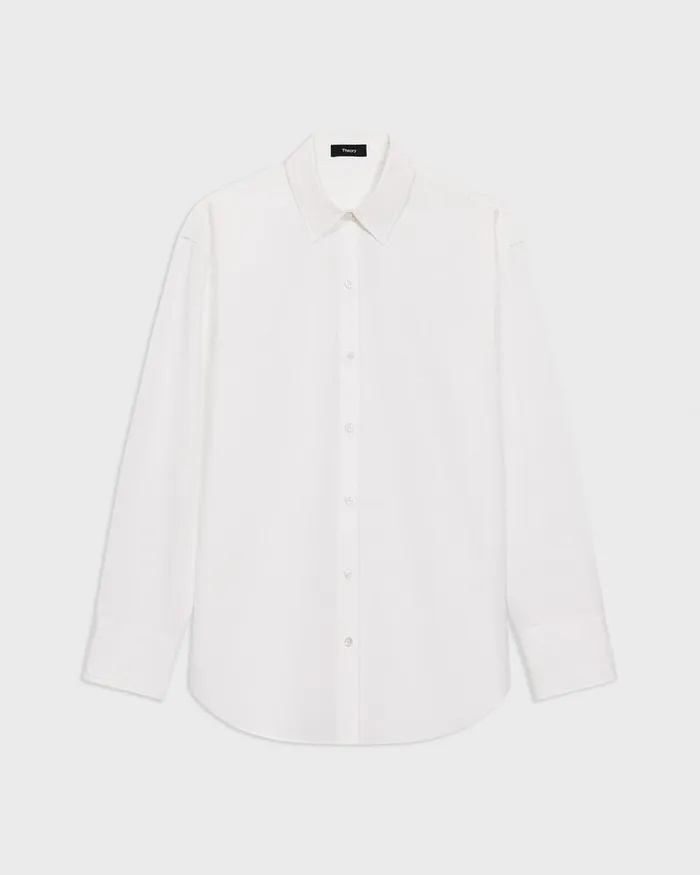 Women Tops Theory Boyfriend Shirt In Good Cotton White