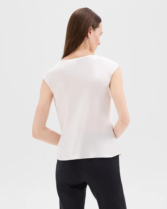 Women Tops Theory Cowl Neck Top In Silk Georgette Ivory