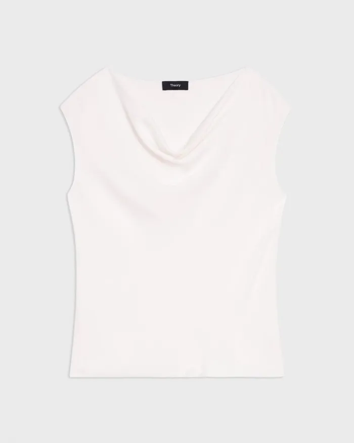 Women Tops Theory Cowl Neck Top In Silk Georgette Ivory