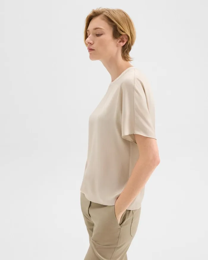 Women Tops Theory Dolman Sleeve Tee In Recycled Satin Light Clay