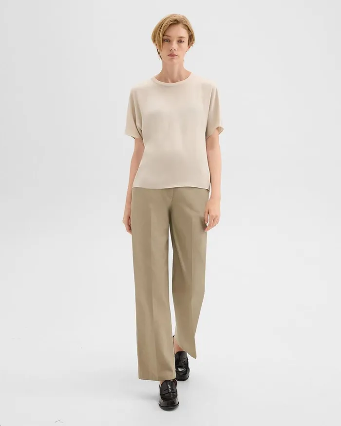 Women Tops Theory Dolman Sleeve Tee In Recycled Satin Light Clay