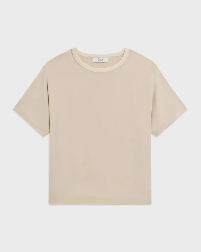 Women Tops Theory Dolman Sleeve Tee In Recycled Satin Light Clay