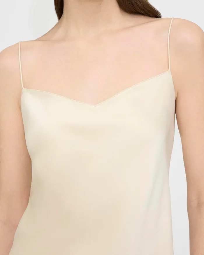 Women Tops Theory Draped Camisole In Satin Golden Wheat