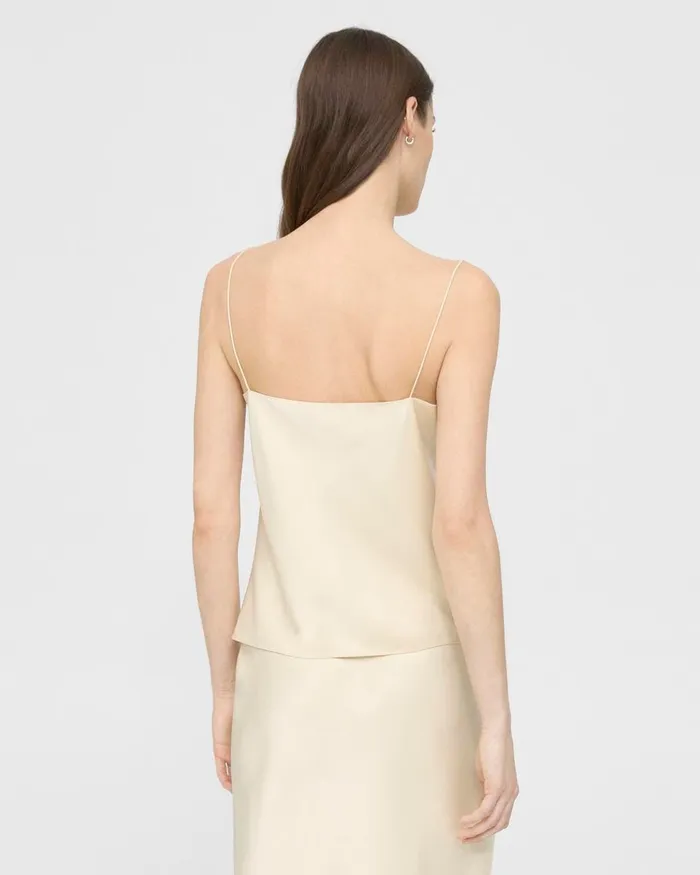 Women Tops Theory Draped Camisole In Satin Golden Wheat