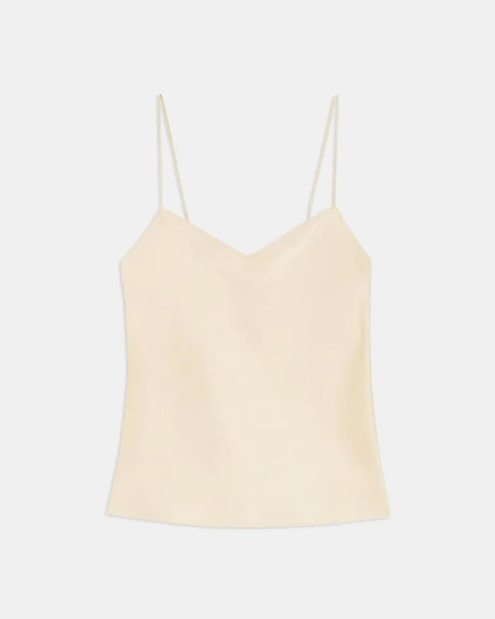 Women Tops Theory Draped Camisole In Satin Golden Wheat