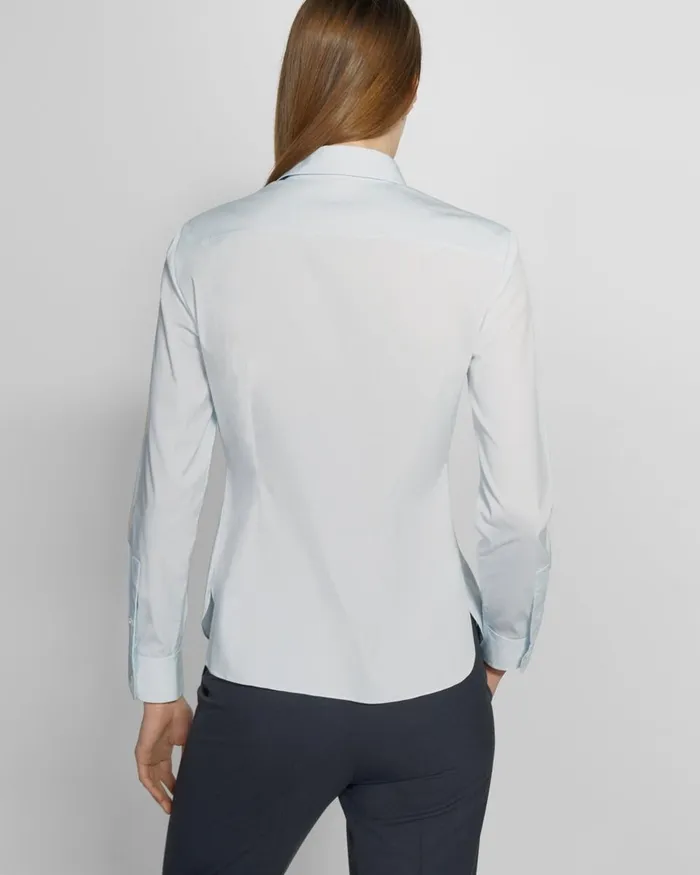 Women Tops Theory Fitted Shirt In Good Cotton Light Blue