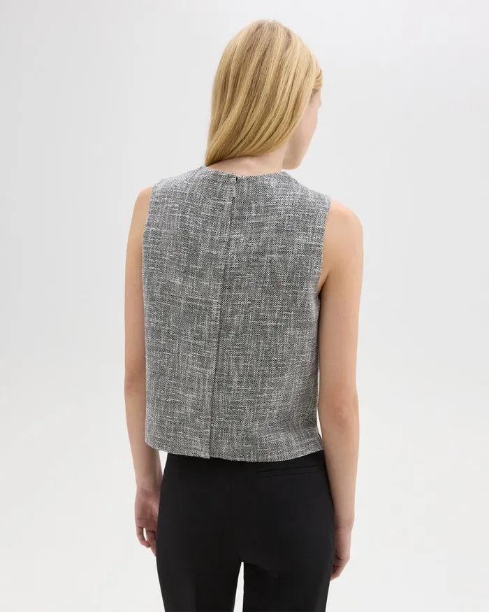 Women Tops Theory Shell Top In Canvas Tweed Black Multi