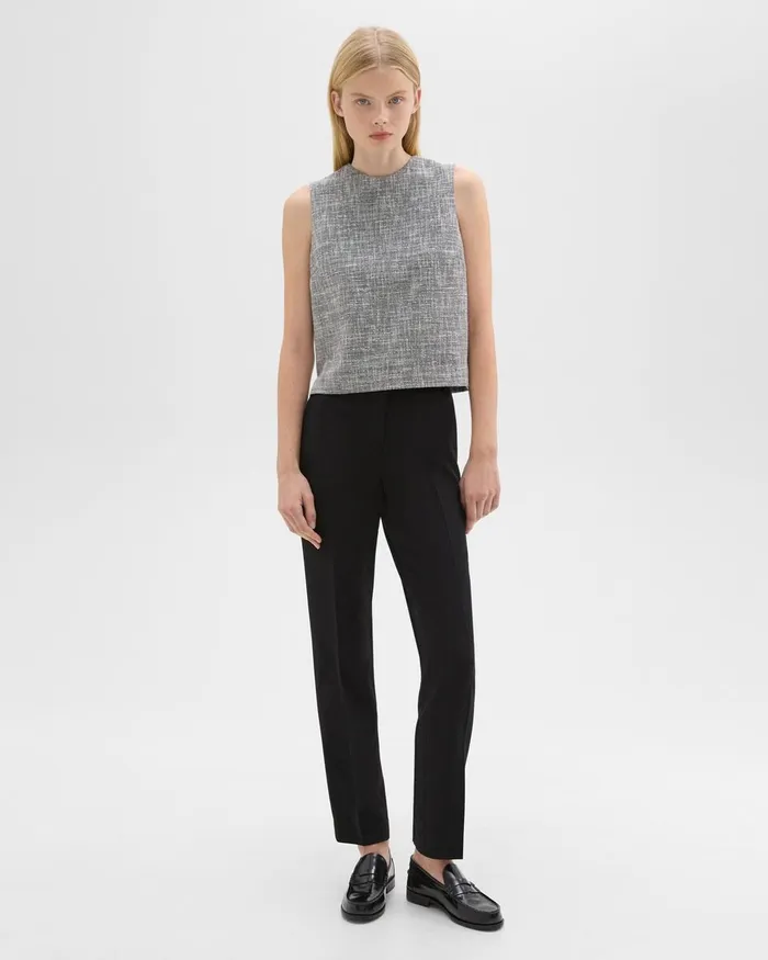 Women Tops Theory Shell Top In Canvas Tweed Black Multi