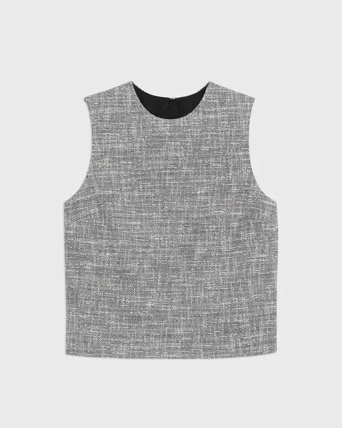 Women Tops Theory Shell Top In Canvas Tweed Black Multi