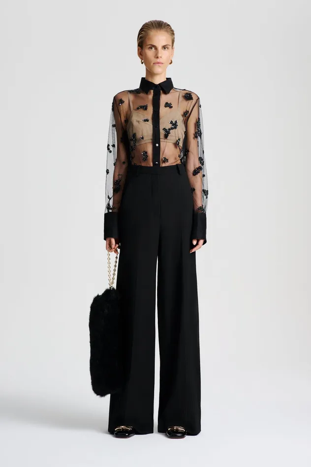Women Trousers Scanlan Theodore GOTHAM TAILORED TROUSER BLACK