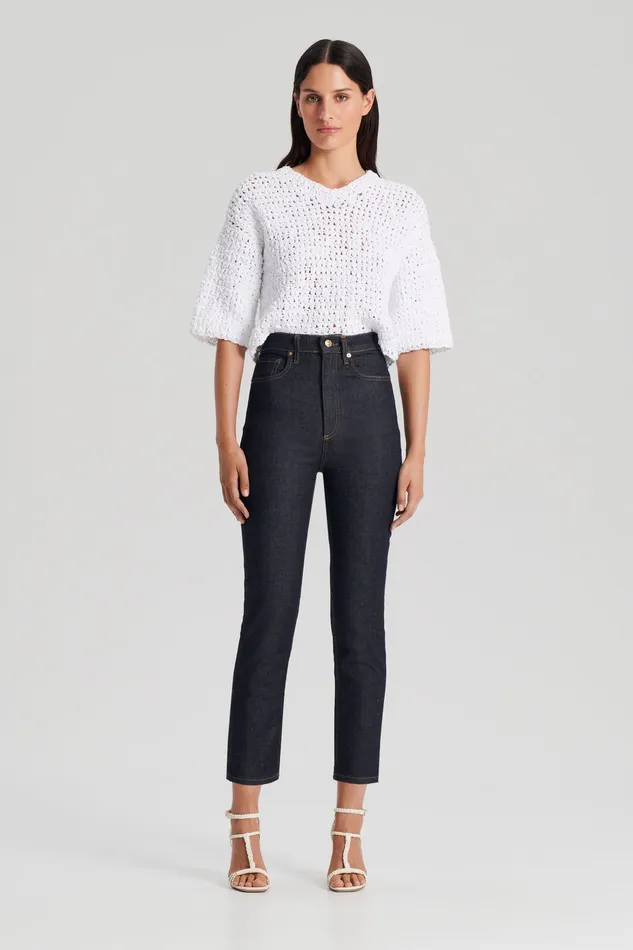 Women Trousers Scanlan Theodore HIGH RISE STRAIGHT CROP JEAN INDIGO1275