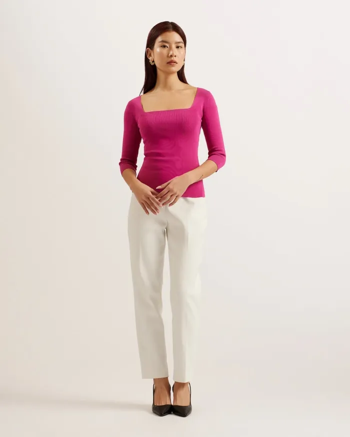 Women VALLRYY 8211 Square Neck Fitted Knit Top Bright Pink Ted Baker Tops and Blouses Women VALLRYY 8211 Square Neck Fitted Knit Top Bright Pink Ted Baker Tops and Blouses