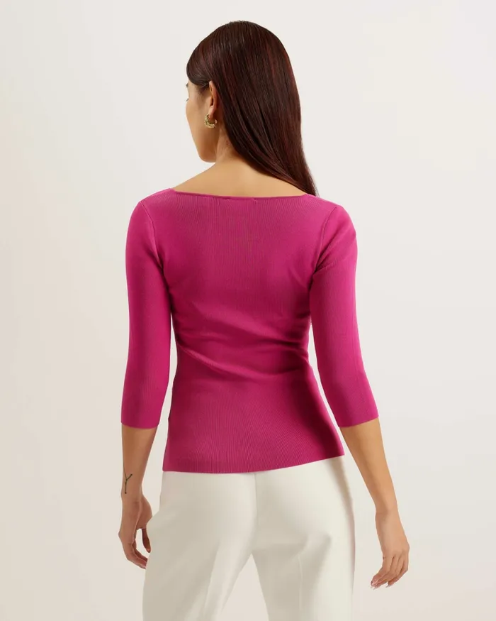 Women VALLRYY 8211 Square Neck Fitted Knit Top Bright Pink Ted Baker Tops and Blouses Women VALLRYY 8211 Square Neck Fitted Knit Top Bright Pink Ted Baker Tops and Blouses