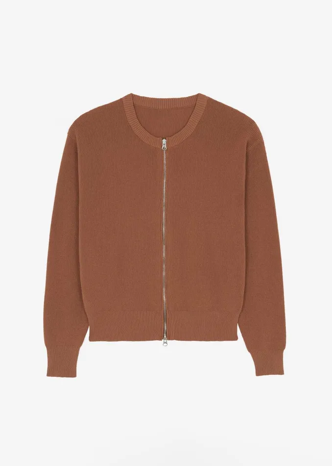 Women Veronica ZipUp Cardigan 8211 Brown The Frankie Shop Knitwear