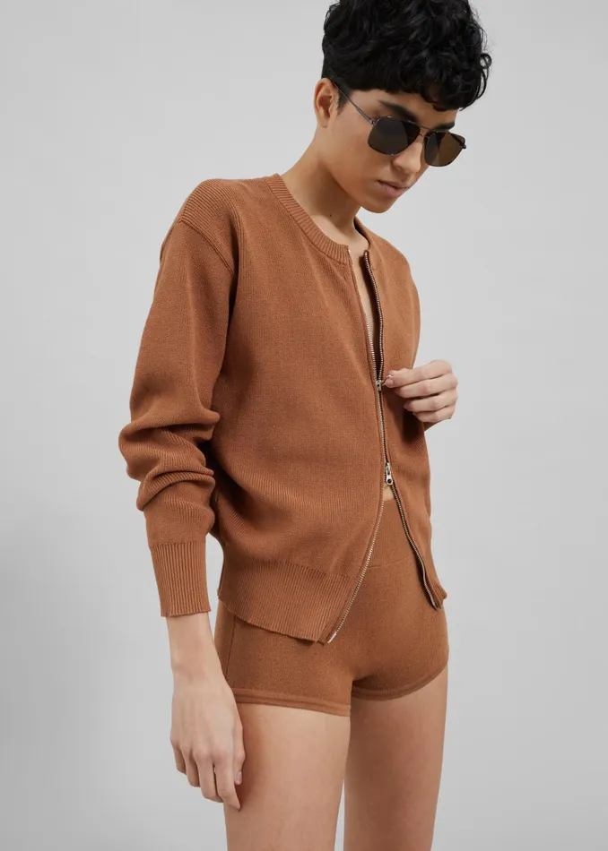 Women Veronica ZipUp Cardigan 8211 Brown The Frankie Shop Knitwear