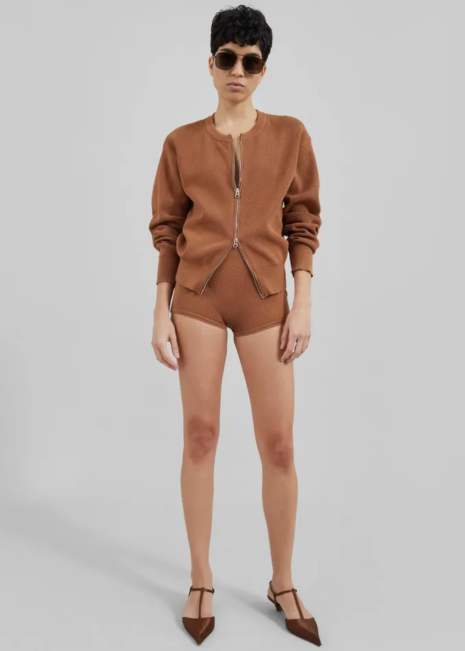 Women Veronica ZipUp Cardigan 8211 Brown The Frankie Shop Knitwear