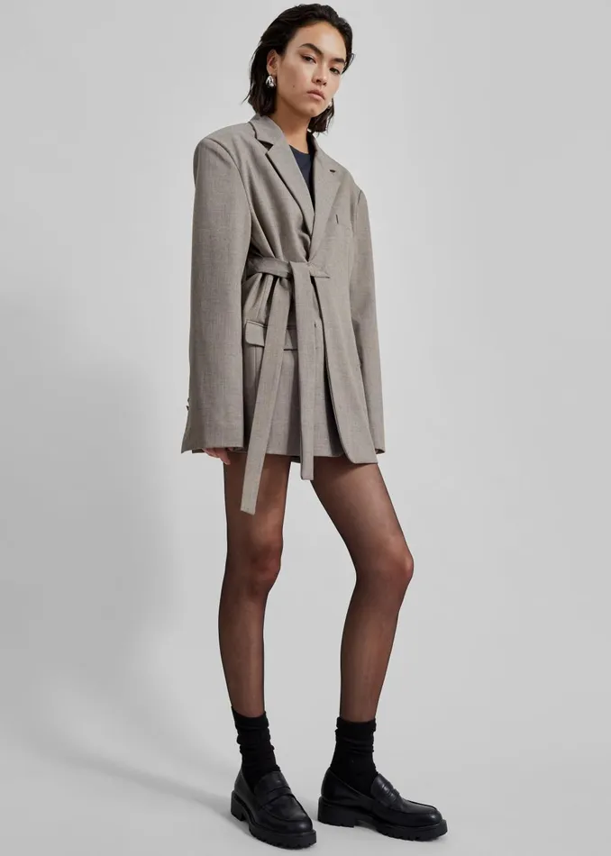 Women Whiteney Tie Up Blazer 8211 Beige The Frankie Shop Outerwear