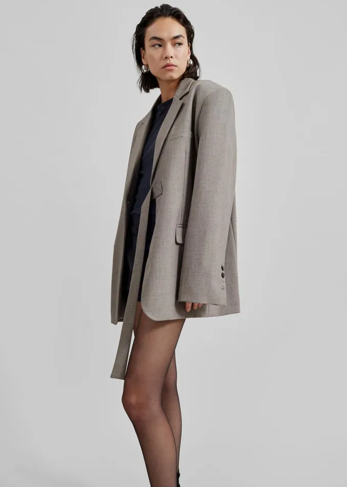 Women Whiteney Tie Up Blazer 8211 Beige The Frankie Shop Outerwear