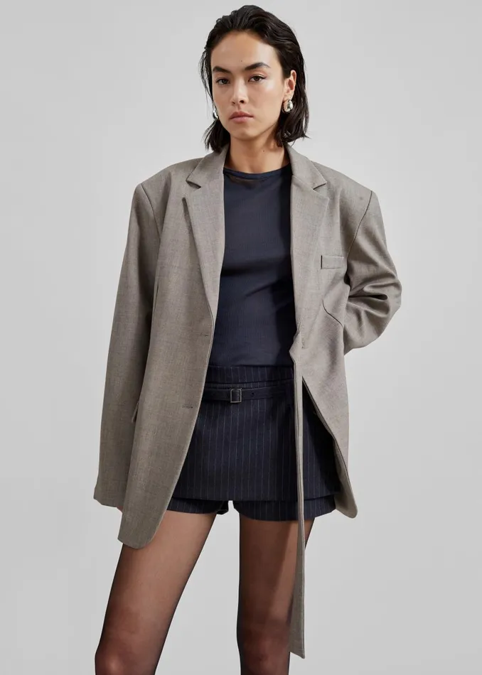 Women Whiteney Tie Up Blazer 8211 Beige The Frankie Shop Outerwear