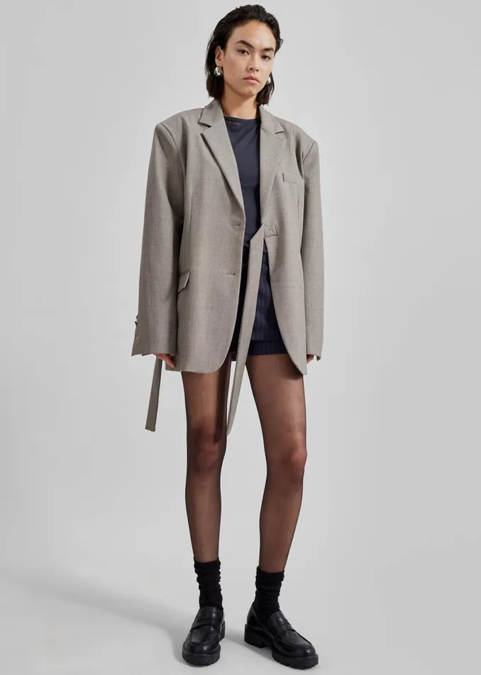 Women Whiteney Tie Up Blazer 8211 Beige The Frankie Shop Outerwear