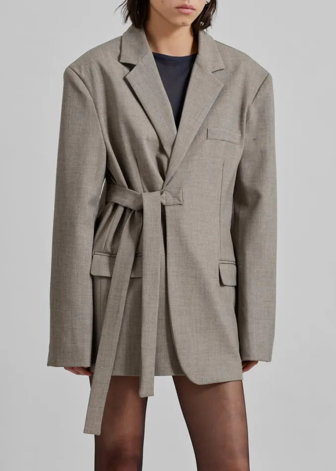 Women Whiteney Tie Up Blazer 8211 Beige The Frankie Shop Outerwear