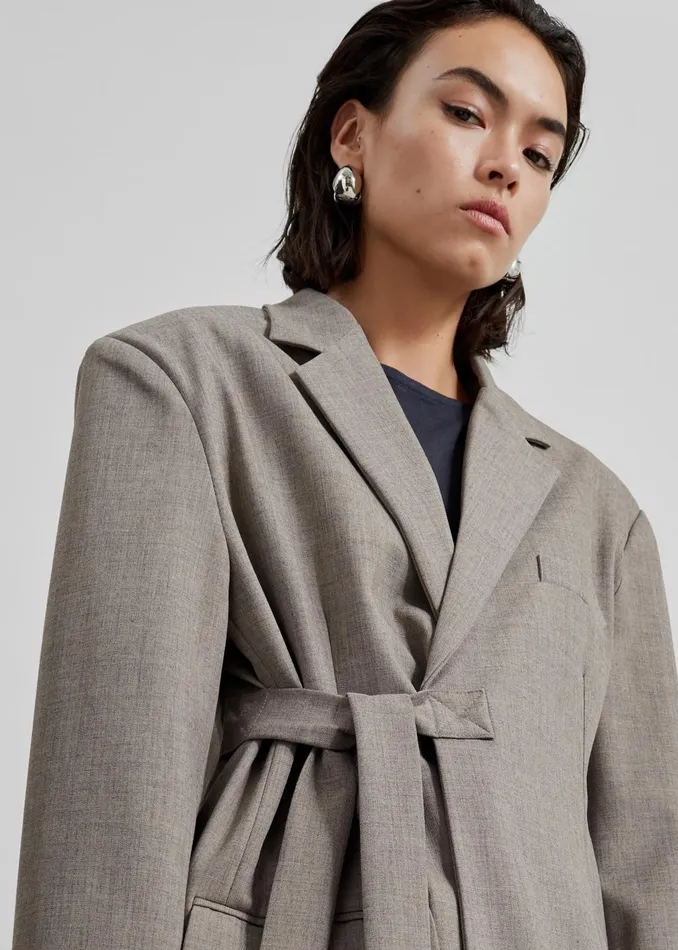 Women Whiteney Tie Up Blazer 8211 Beige The Frankie Shop Outerwear