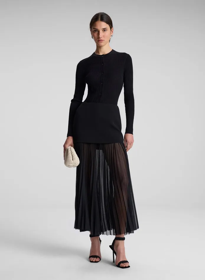 Women Willa Pleated Maxi Skirt Black ALC Skirts