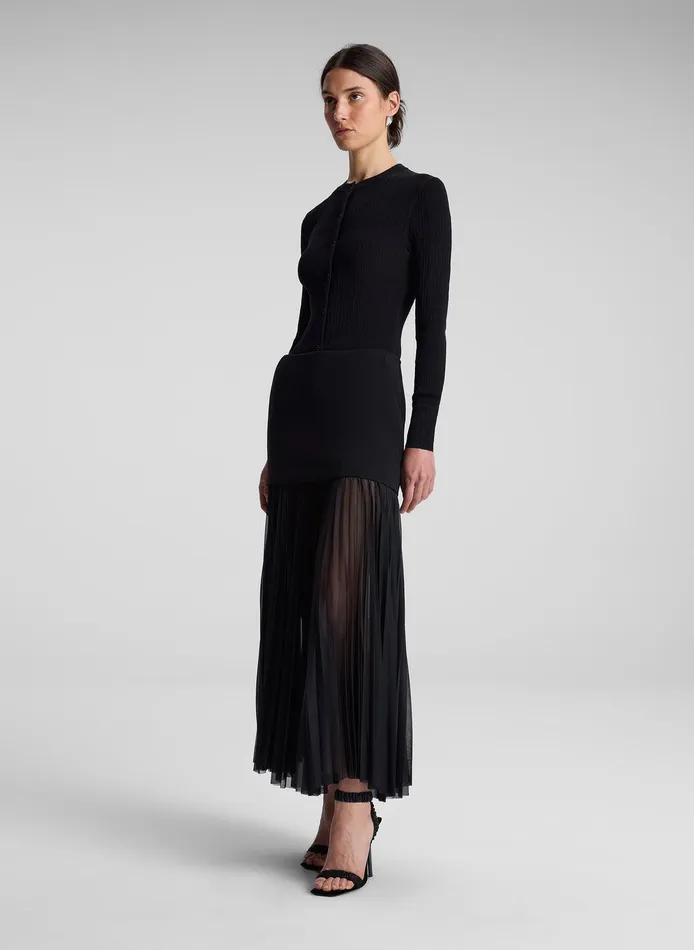 Women Willa Pleated Maxi Skirt Black ALC Skirts