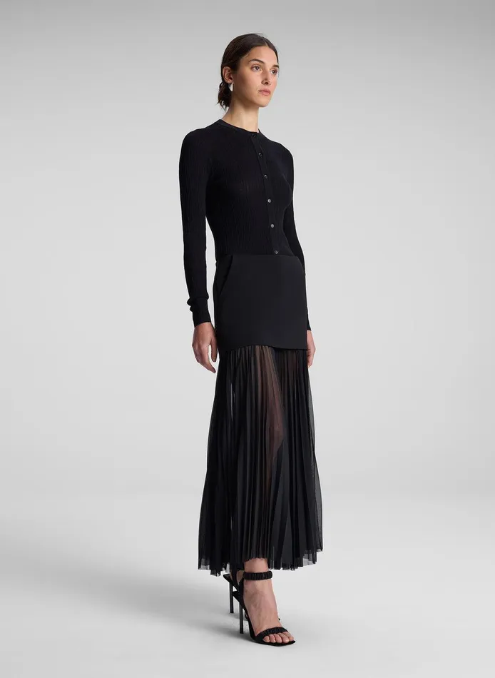 Women Willa Pleated Maxi Skirt Black ALC Skirts