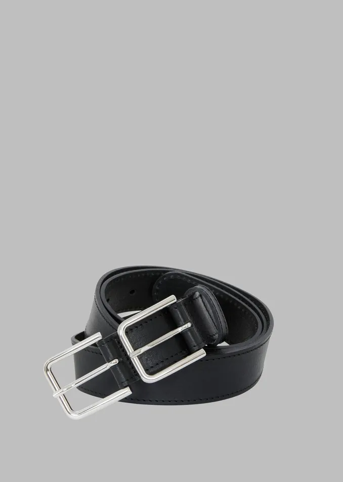 Women Willow Double Buckle Leather Belt 8211 Black The Frankie Shop