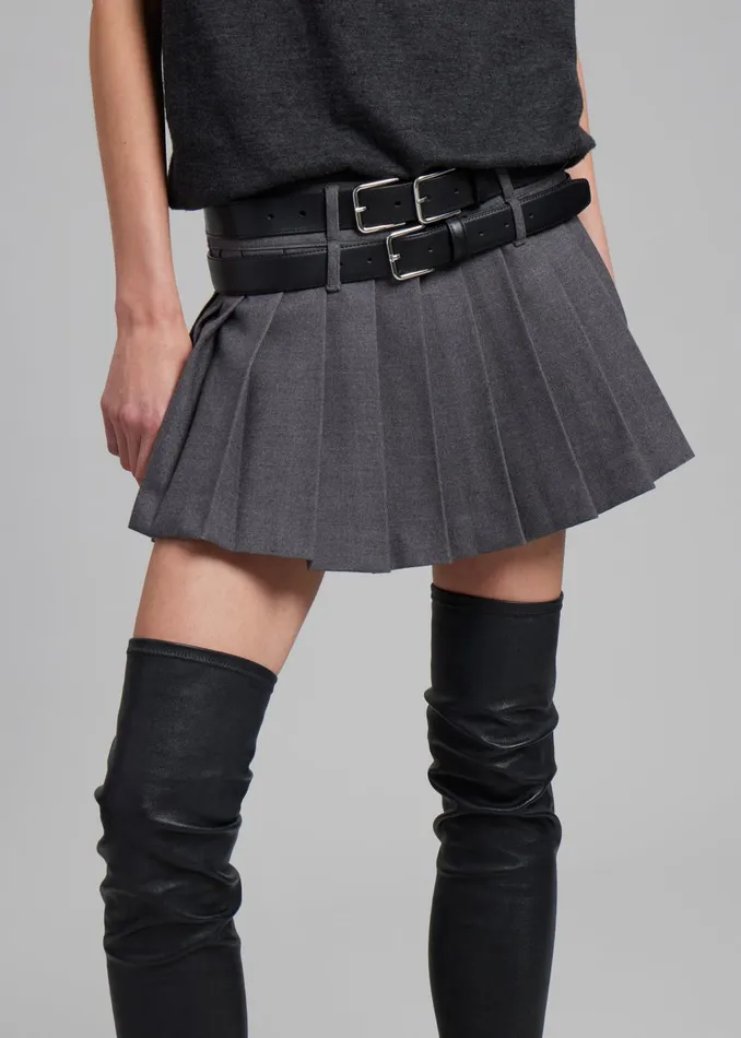 Women Willow Double Buckle Leather Belt 8211 Black The Frankie Shop