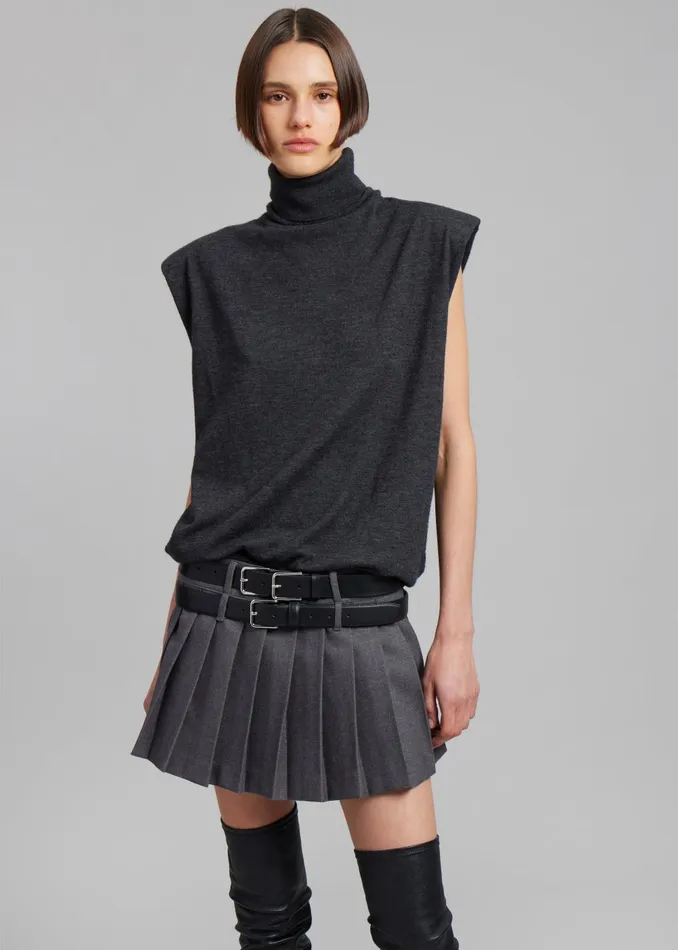 Women Willow Double Buckle Leather Belt 8211 Black The Frankie Shop