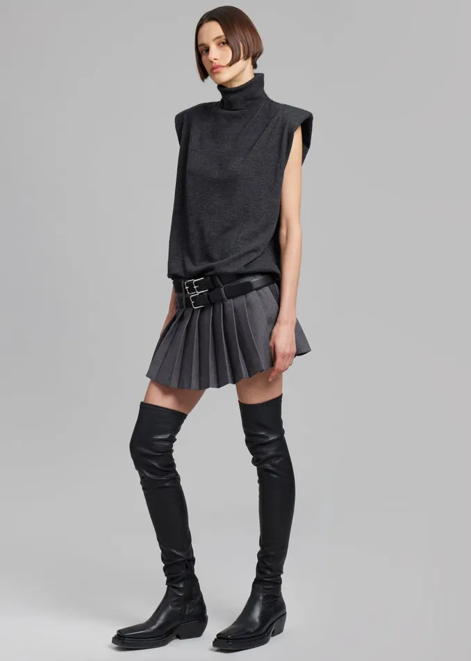 Women Willow Double Buckle Leather Belt 8211 Black The Frankie Shop