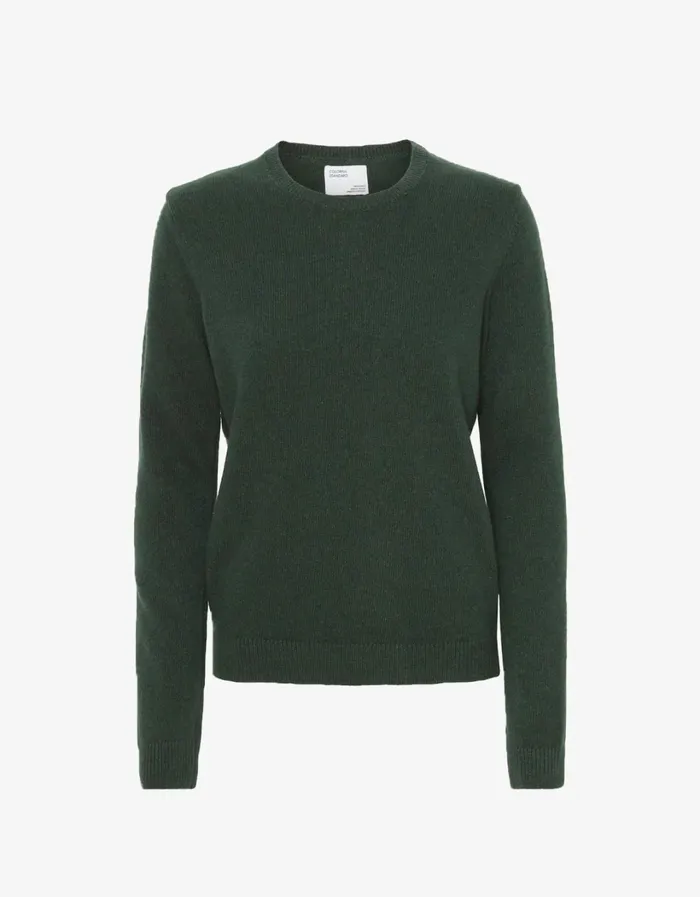 Women Women Classic Merino Wool Crew Emerald Green Colorful Standard Knit Sweaters