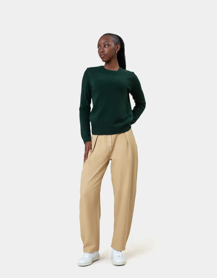 Women Women Classic Merino Wool Crew Emerald Green Colorful Standard Knit Sweaters