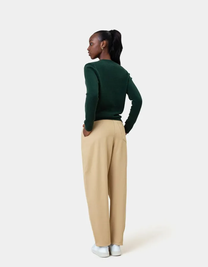 Women Women Classic Merino Wool Crew Emerald Green Colorful Standard Knit Sweaters