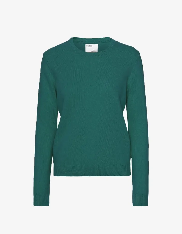 Women Women Classic Merino Wool Crew Ocean Green Colorful Standard Knit Sweaters