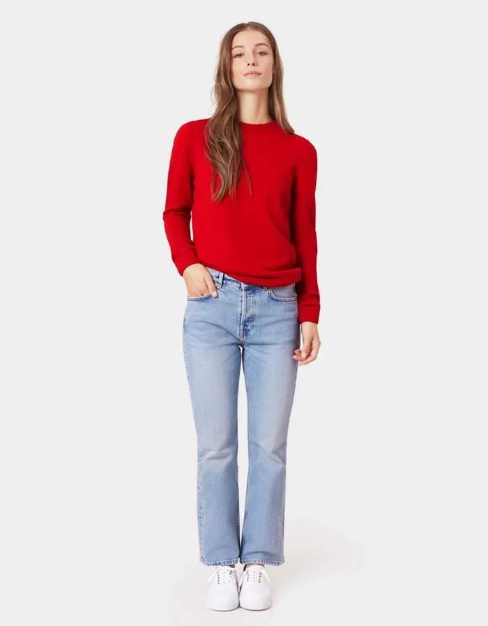 Women Women Light Merino Wool Crew Coffee Brown Colorful Standard Knit Sweaters