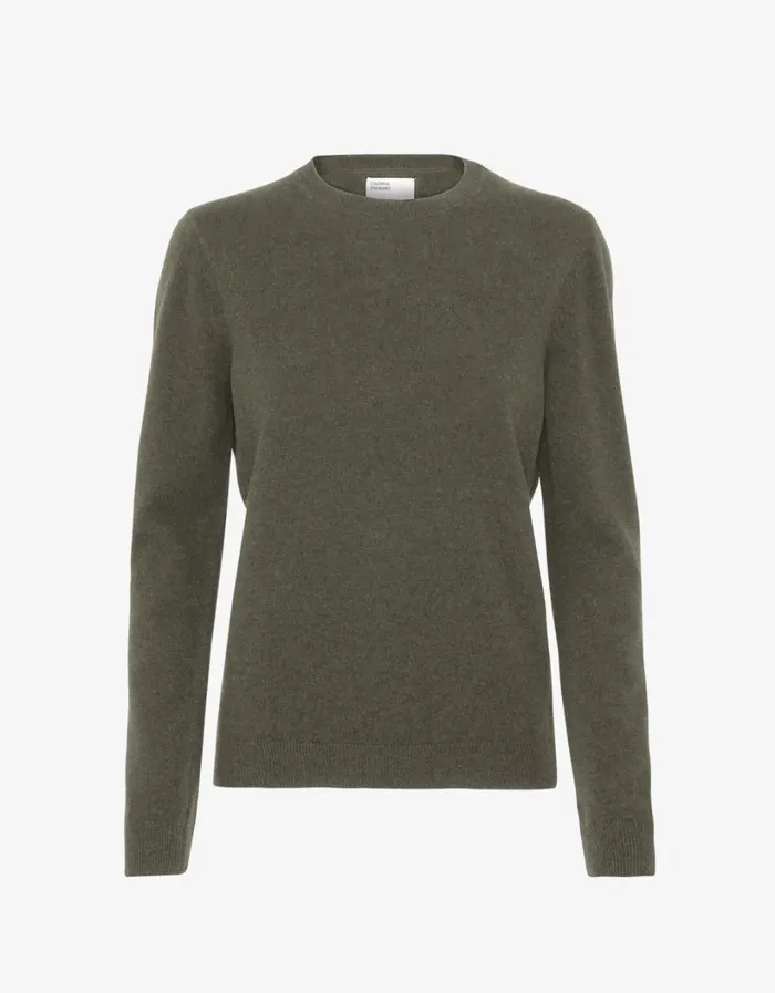 Women Women Light Merino Wool Crew Dusty Olive Colorful Standard Knit Sweaters