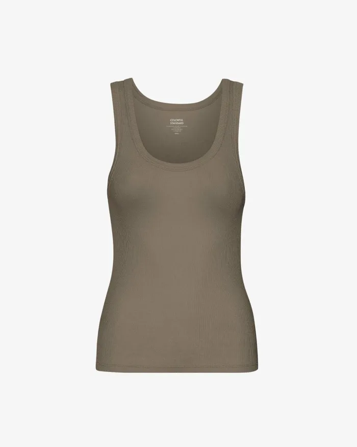Women Women Organic Rib Tank Top Cedar Brown Colorful Standard Tank Tops