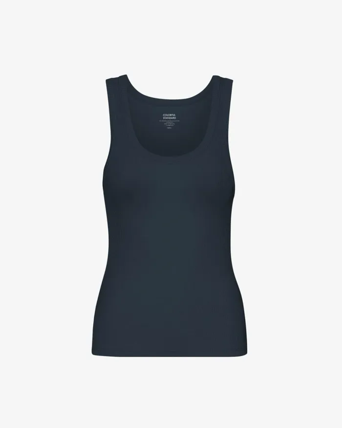 Women Women Organic Rib Tank Top Navy Blue Colorful Standard Tank Tops