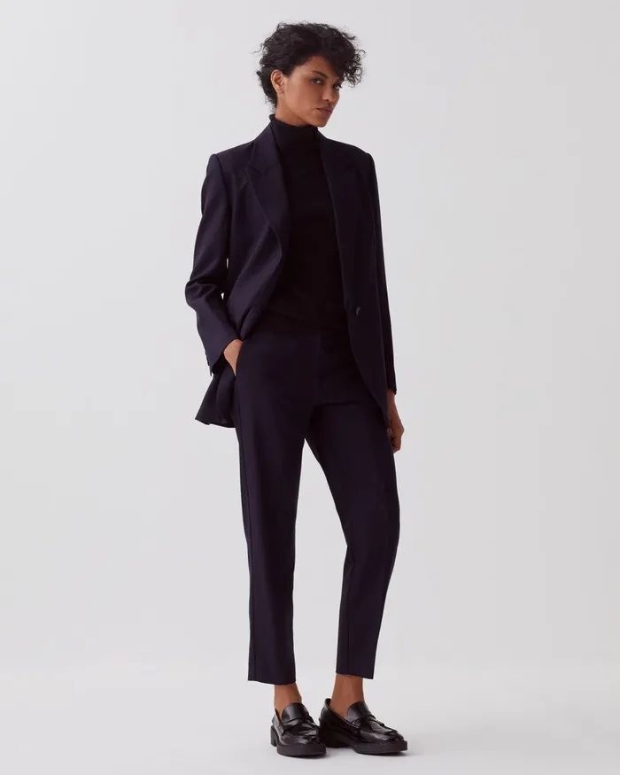 Women Wool Blazer Navy Comptoir Des Cotonniers Coats and Jackets