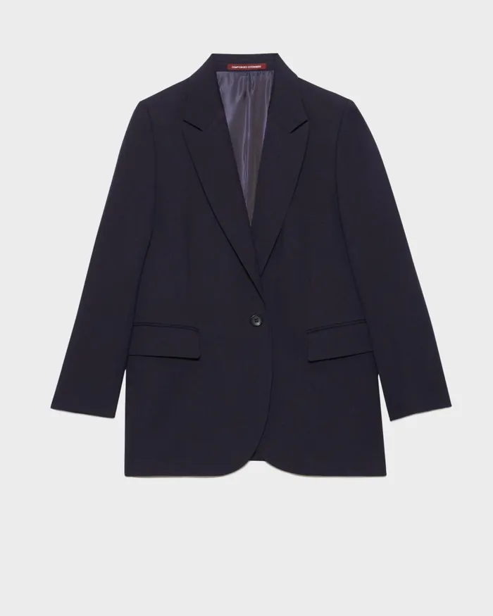 Women Wool Blazer Navy Comptoir Des Cotonniers Coats and Jackets