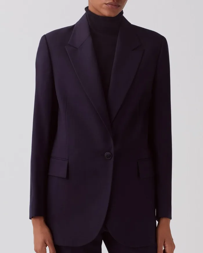 Women Wool Blazer Navy Comptoir Des Cotonniers Coats and Jackets