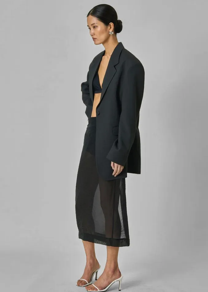 Women Yara Sheer Midi Skirt 8211 Black The Frankie Shop Bottoms