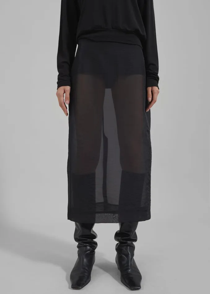 Women Yara Sheer Midi Skirt 8211 Black The Frankie Shop Bottoms