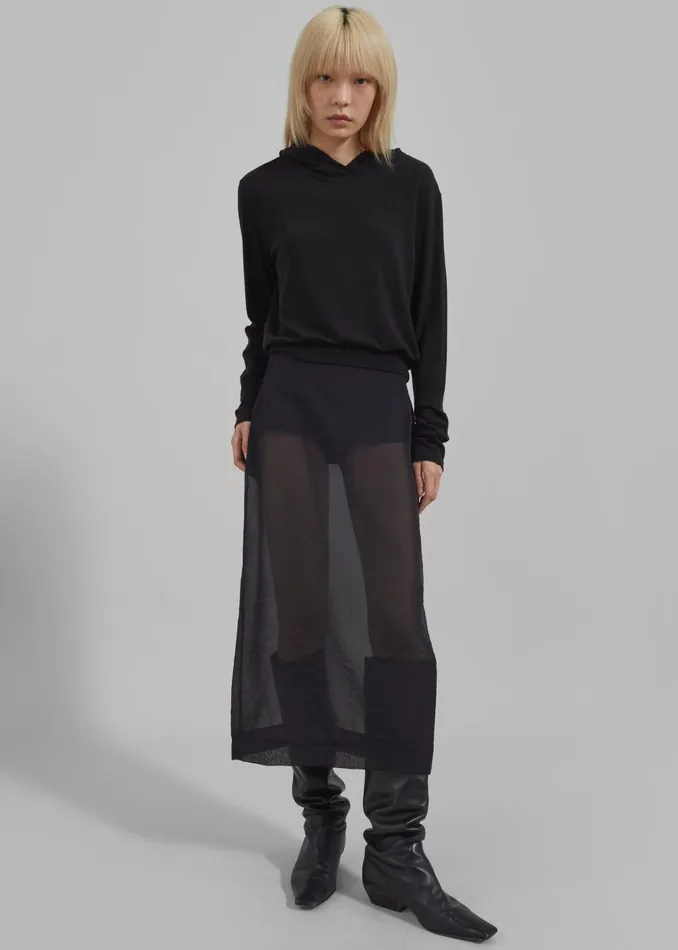 Women Yara Sheer Midi Skirt 8211 Black The Frankie Shop Bottoms