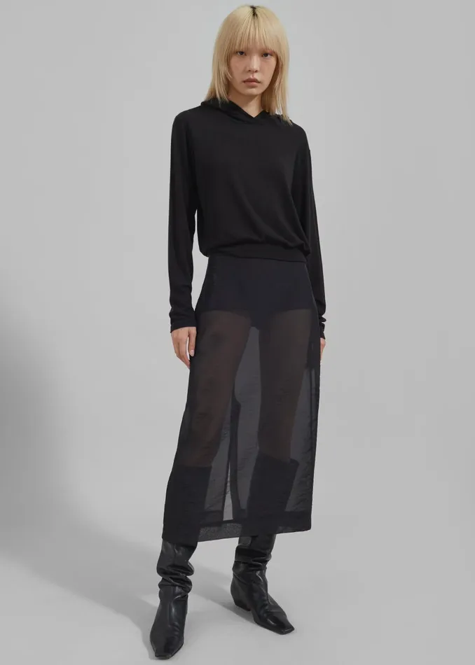 Women Yara Sheer Midi Skirt 8211 Black The Frankie Shop Bottoms